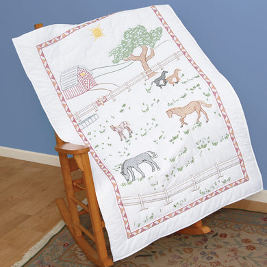 Lap Quilt Top-Field Of Horses