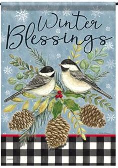 EB Lg Flag - Winter Chickadees