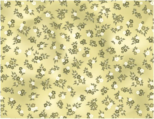 PM Printed 100% Cotton 44/45" - Daisy Floral Parchment