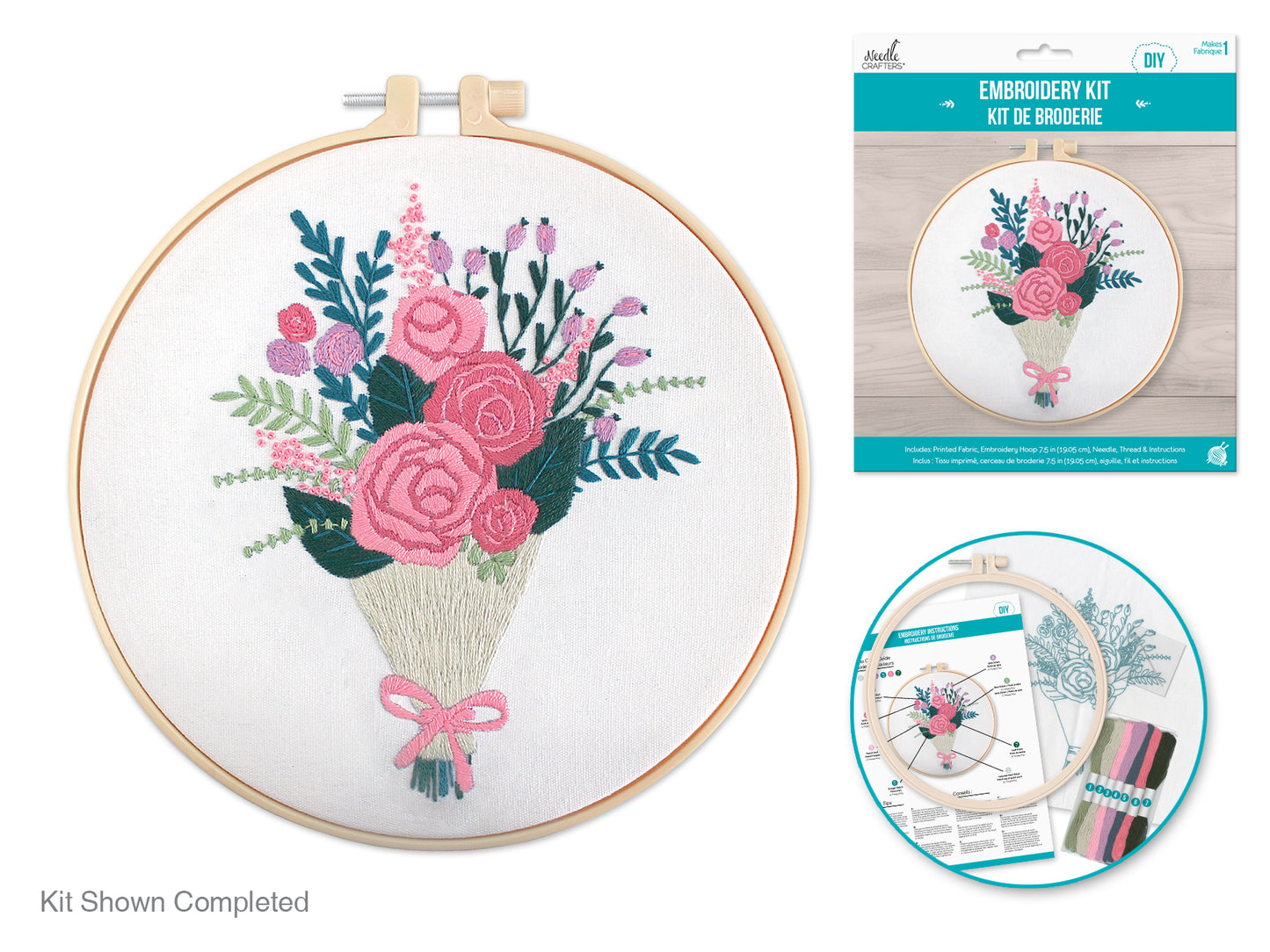 MC Needlecrafters Kit, DIY Emb. Cross-Stitch w/Needle