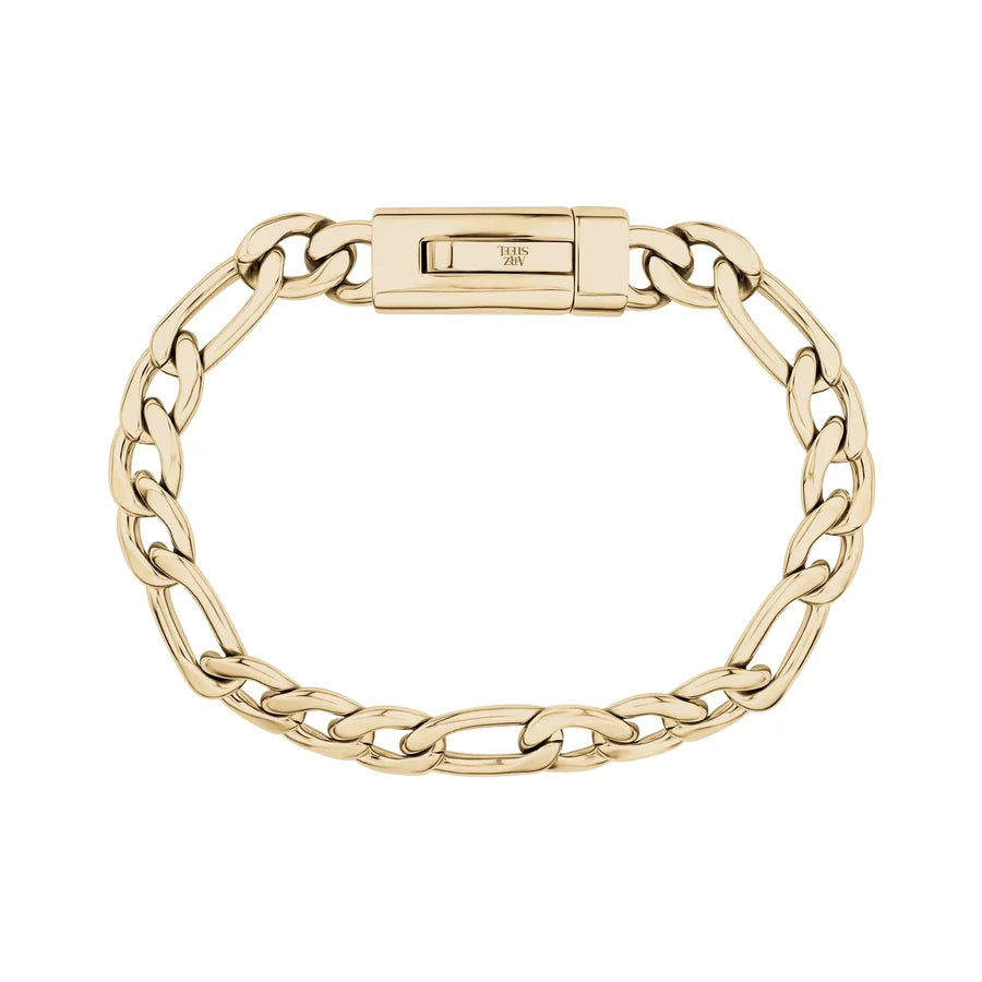 ARZ Bracelet - Figaro Click In Gold 9mm 9.5" B257