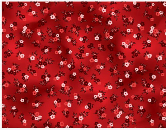 PM Printed 100% Cotton 44/45" - Daisy Floral Poppy