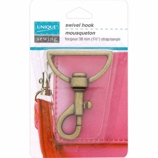 Unique Sewing Swivel Hook - 38mm Antique Gold 3036786