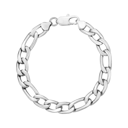 ARZ Bracelet - Silver Steel Figaro Link 10mm 8