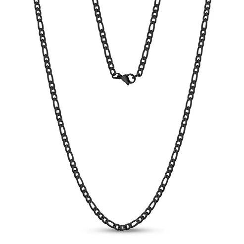 ARZ Necklace - Figaro Link 3.5mm 18"  Black