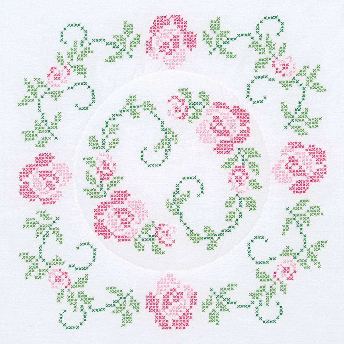 18" Quilt Block - XX Circle Of Roses 477
