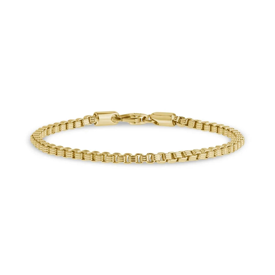 ARZ Bracelet - Gold Steel Designed Box Link 8.5"