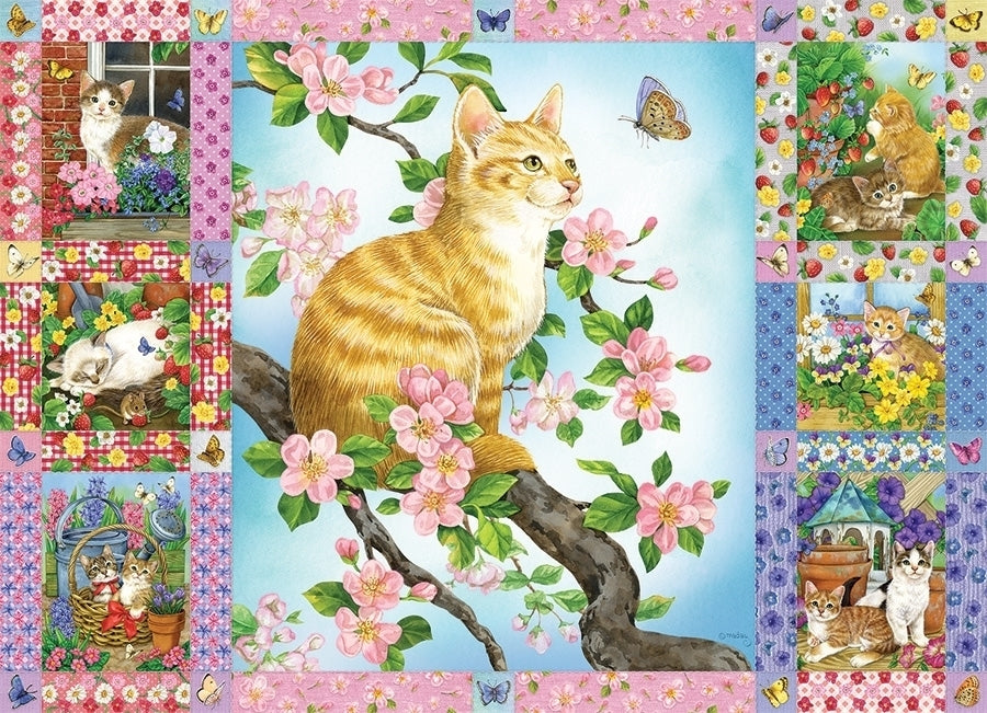 Puzzle 1000pc - Blossoms & Kittens Quilt 80272