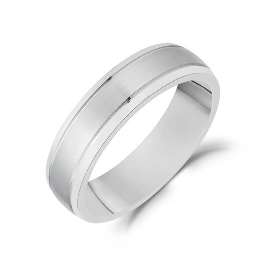 ARZ Ring - Matte & Polished - Silver Wedding Band Sz 10