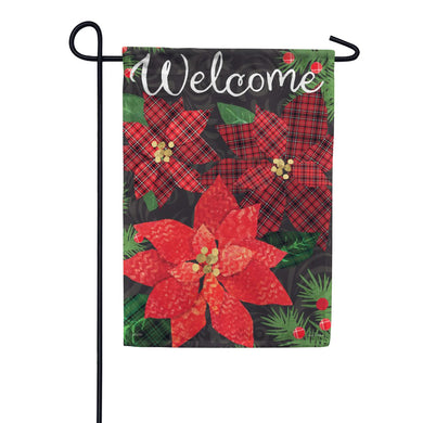 EB Garden Flag - Plaid Poinsettias