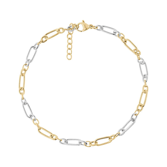 ARZ Anklet - 2-Tone Paper Clip Link