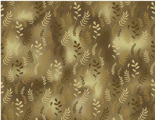 PM Printed 100% Cotton 44/45" - Tall Branches Cappuccino Gold