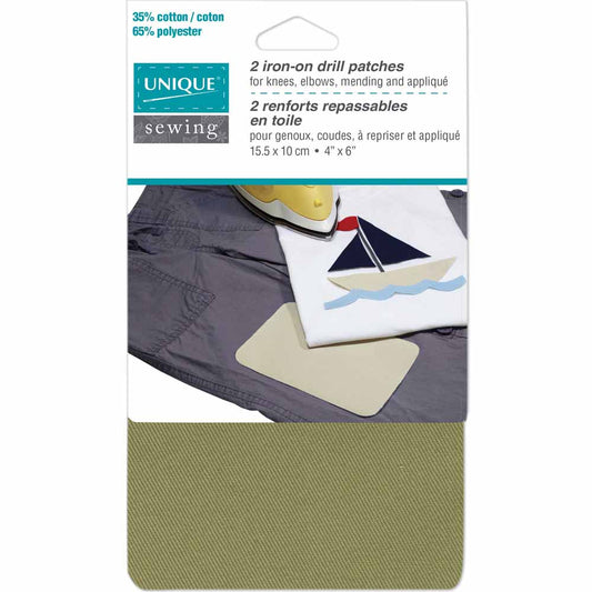 Unique Iron on Patch 2pk Khaki 3040101