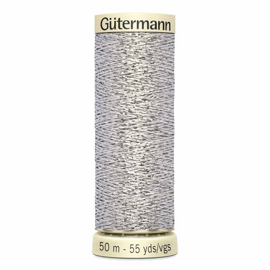 Gut Metallic Sparkle Thread 50m - Silver 0041