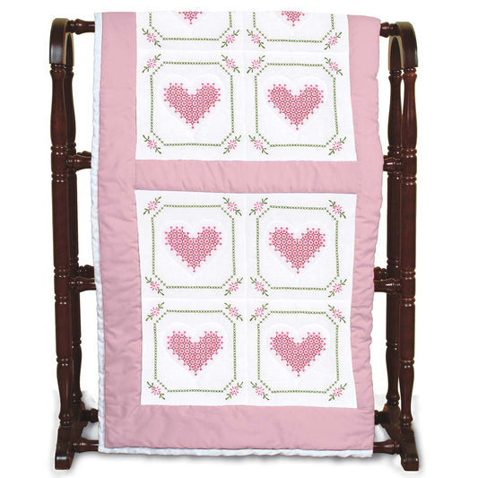 *18" Quilt Block - Chicken Scratch Hearts 514