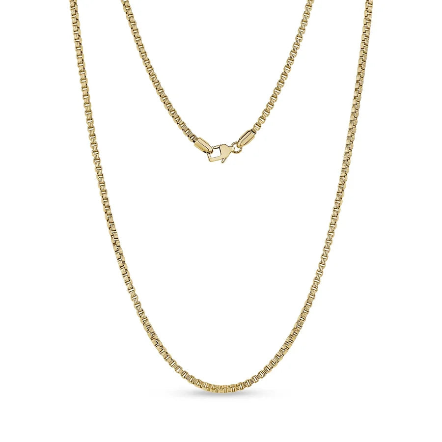 ARZ Necklace - Gold Steel Designed Box Link 3mm 24"