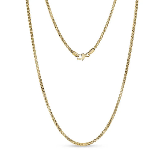 ARZ Necklace - Gold Steel Designed Box Link 3mm 24"