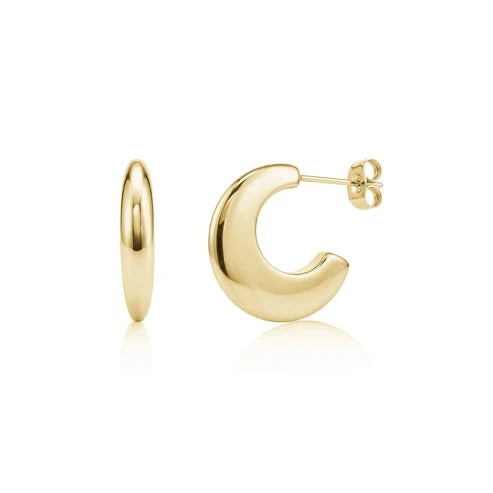 ARZ Earrings - Modern Crescent Hoop Gold