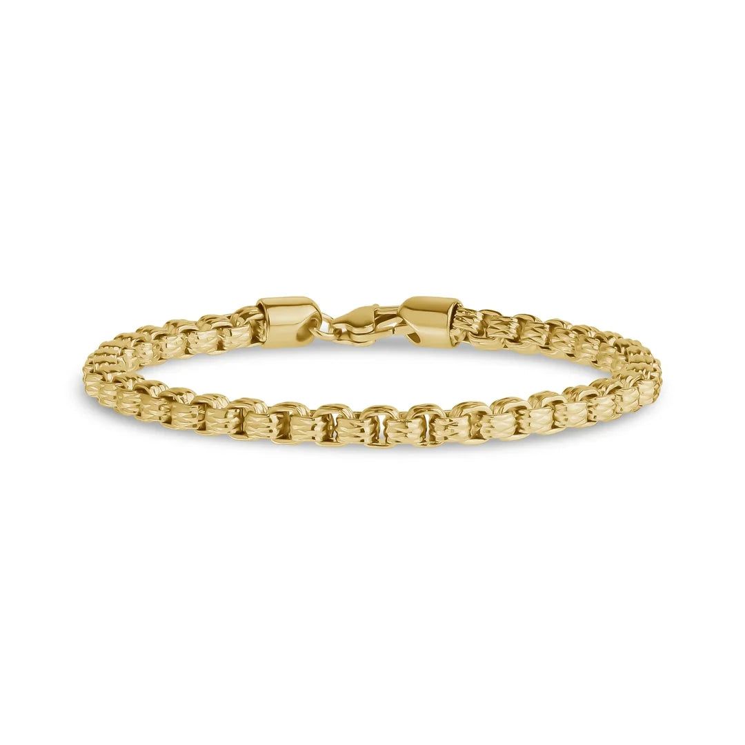 ARZ Bracelet - Gold Steel Rugged Box Link 8.5"