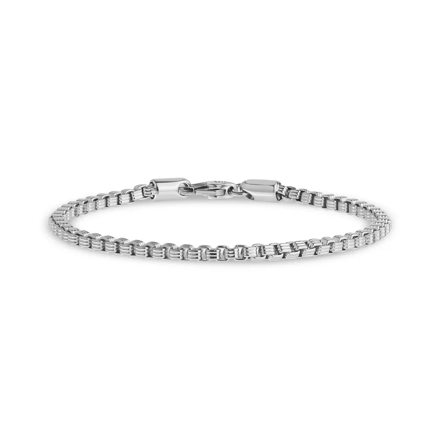 ARZ Bracelet - Silver Steel Designed Box Link 8.5"