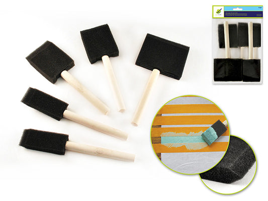 Sponge Brush W/Wood Handle 5Pk