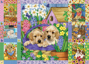 Puzzle 1000pc - Puppies & Posies Quilt